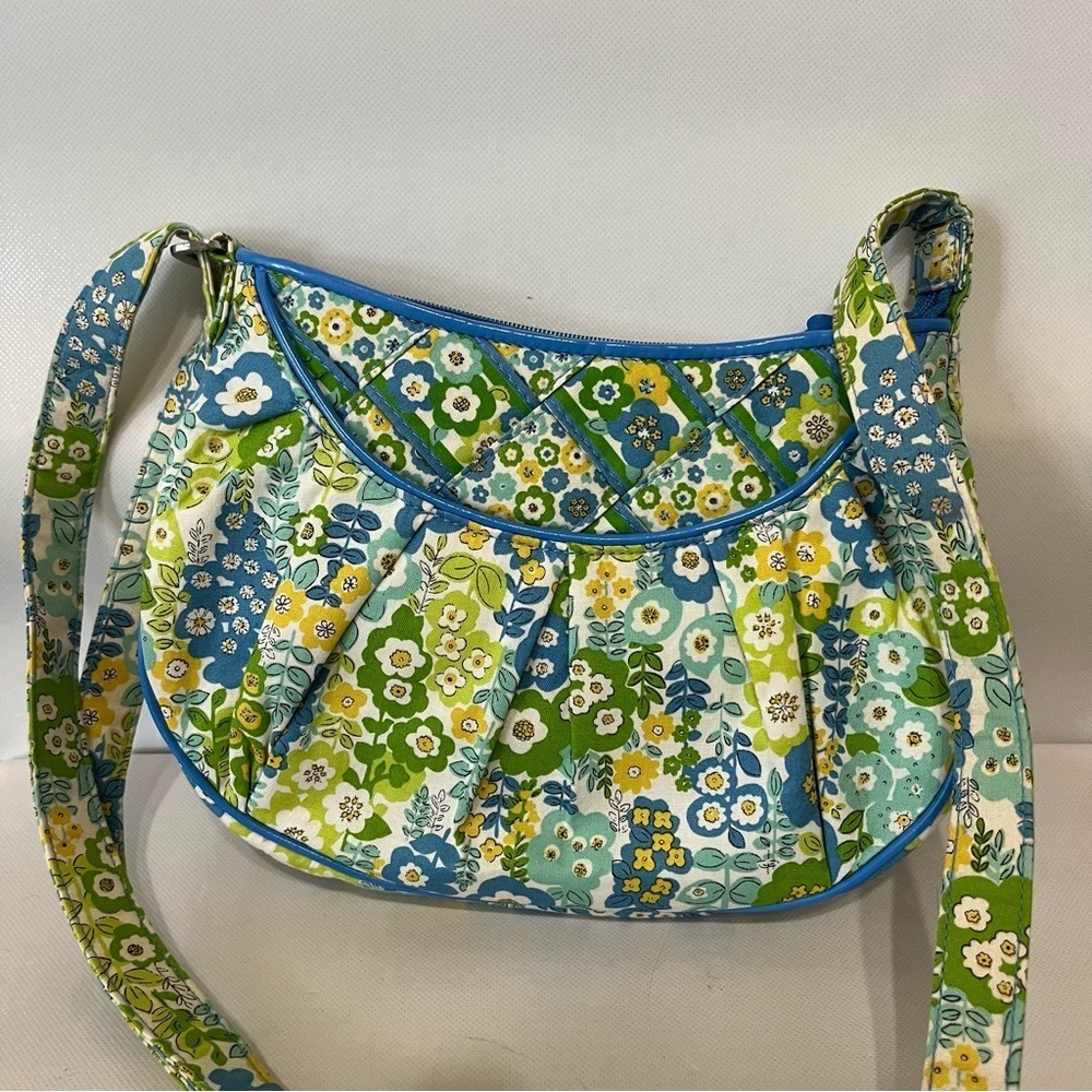 Vera Bradley English Meadow Blue Green Floral Crossbody Bag